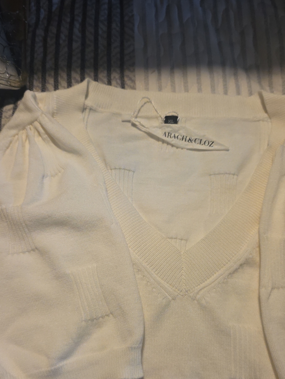 Women's Cream V-Neck Sweater